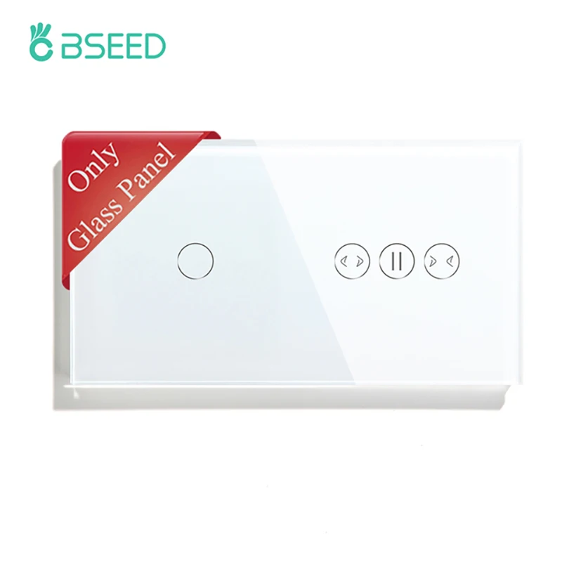 BSEED EU Standard Wall Panels For Smart Curtain Blinds Touch Light Switches Crystal Glass Panel Frame DIY Parts Only 157mm