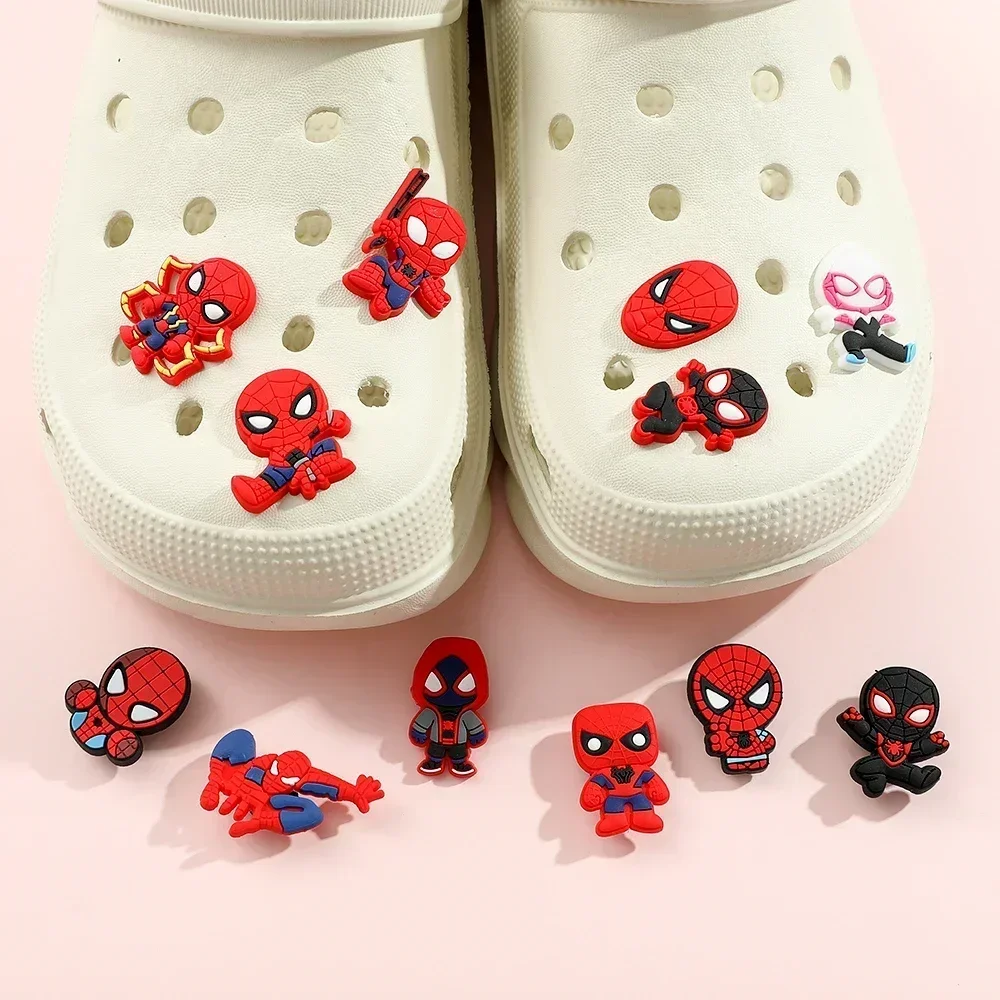 

12/13pcs Spider-Man Shoe Charms Miles Spider Gwen Accessories PVC Shoes Buckles Decoration For Birthday Present MINISO