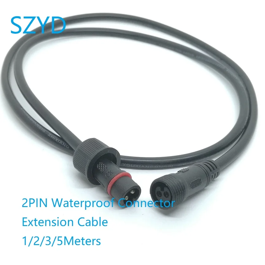 1/2/3/5 метров черный 2-контактный водонепроницаемый разъем удлинительный кабель провод штекер и гнездовая вилка для светодиодных полосок/солнечных панелей