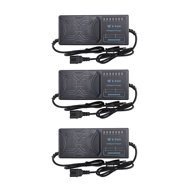 

3X 48V 20AH Electric Vehicle Charger 7 Light Display Power Display Current Leakage Protection/Full Pulse EU Plug-A82M