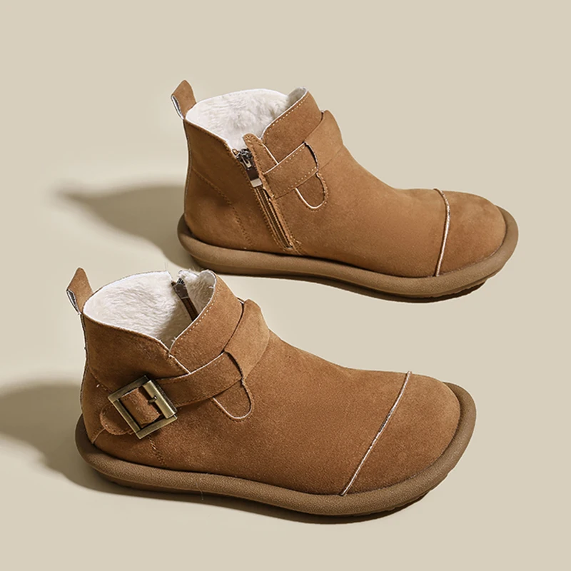 

2026 Winter New Women Ankle Boots Flats Shoes Fashion Snow Boots Sneaker Sport Running Walking Shoes Casual Comfort Mujer Botas