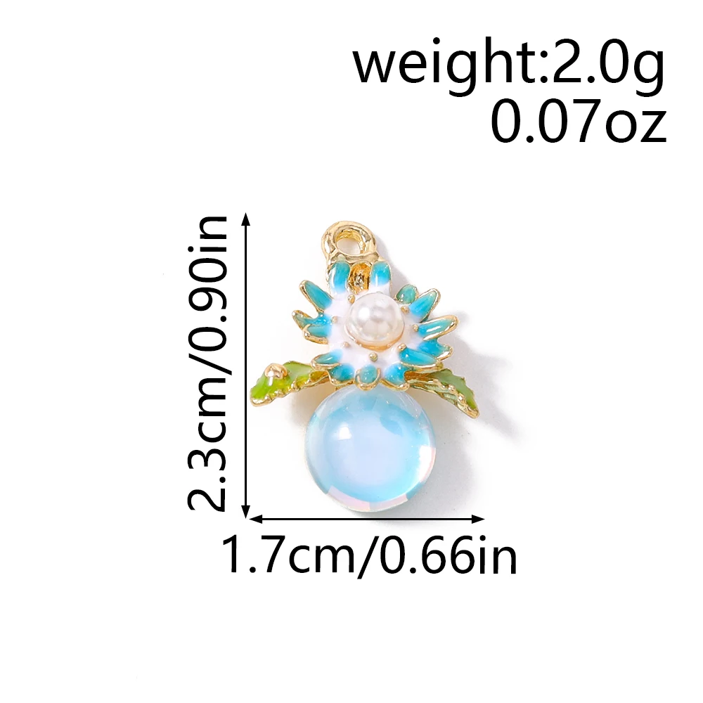 10 قطع الأحجار الكريمة اللؤلؤ زهرة سحر المعلقات ل قلادة أقراط DIY مجوهرات صنع الاكسسوارات الإمدادات #6