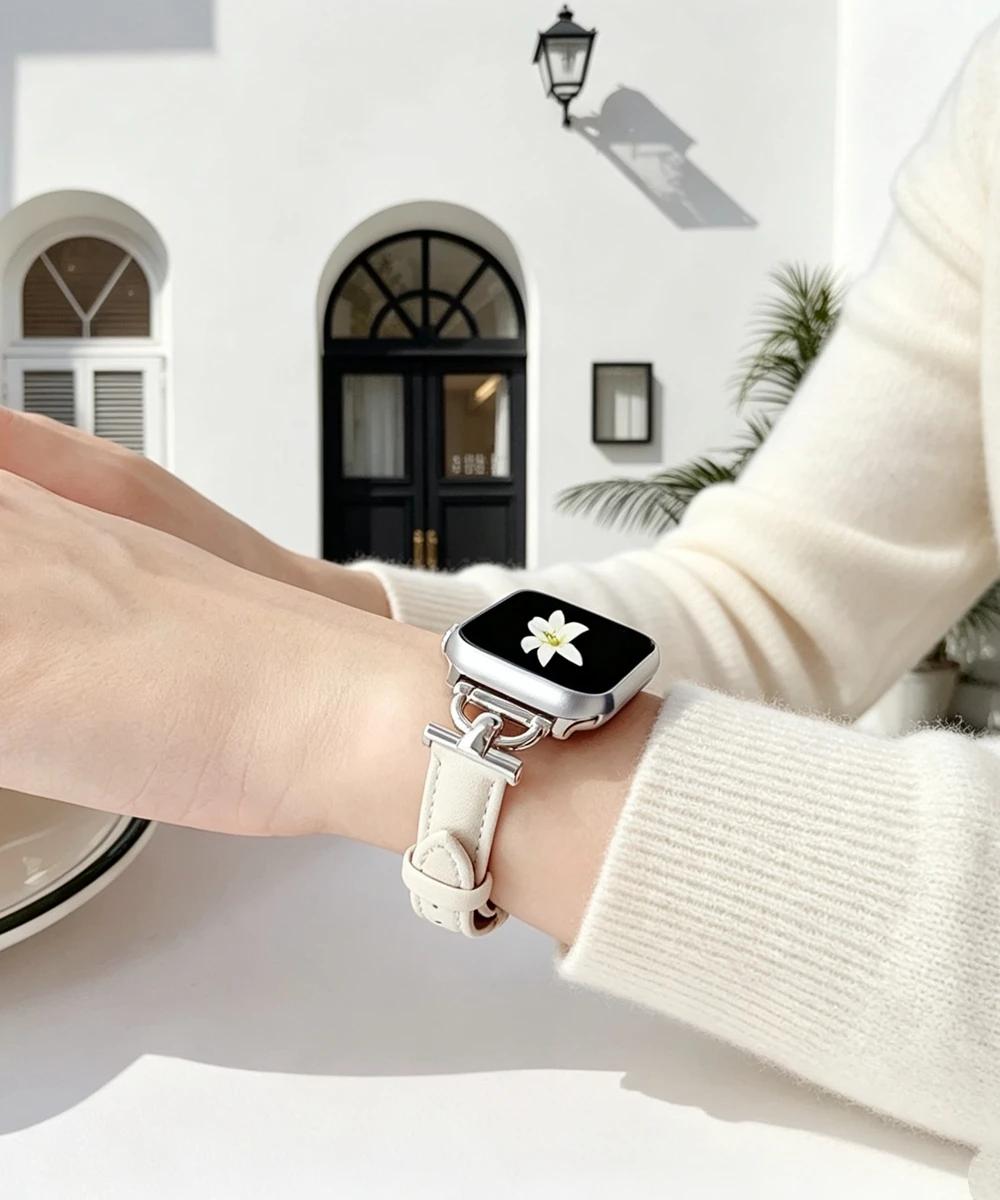 Leder-Schlaufe für Apple Watch Armband Correa Damen Slim Thin 38mm 40mm 41mm 42mm 44mm 45mm 49mm – Detail 10