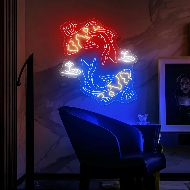 

Koi Fish Neon Sign Custom Japan Neon Signs Bedroom Living Room Home Neon Wall Art Decor Led Light Personalized Koi Lover Gifts