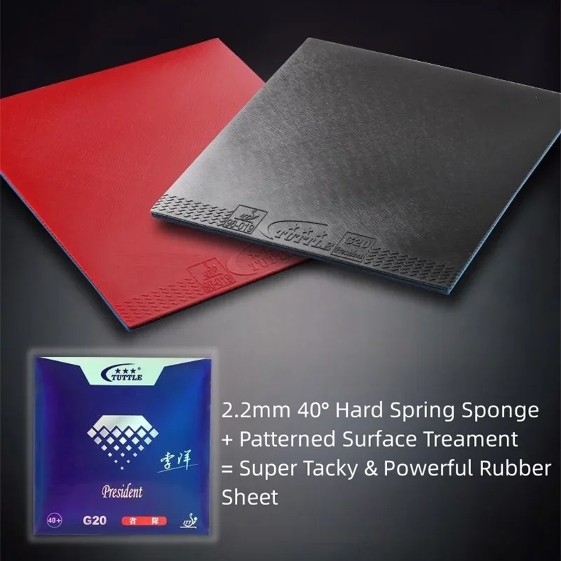 TUTTLE Tacky Ribbed Table Tennis Rubber Sheet Li Yang G20 with 2.2MM 40° Hard High Energy Sponge ITTF Approved for Athletes