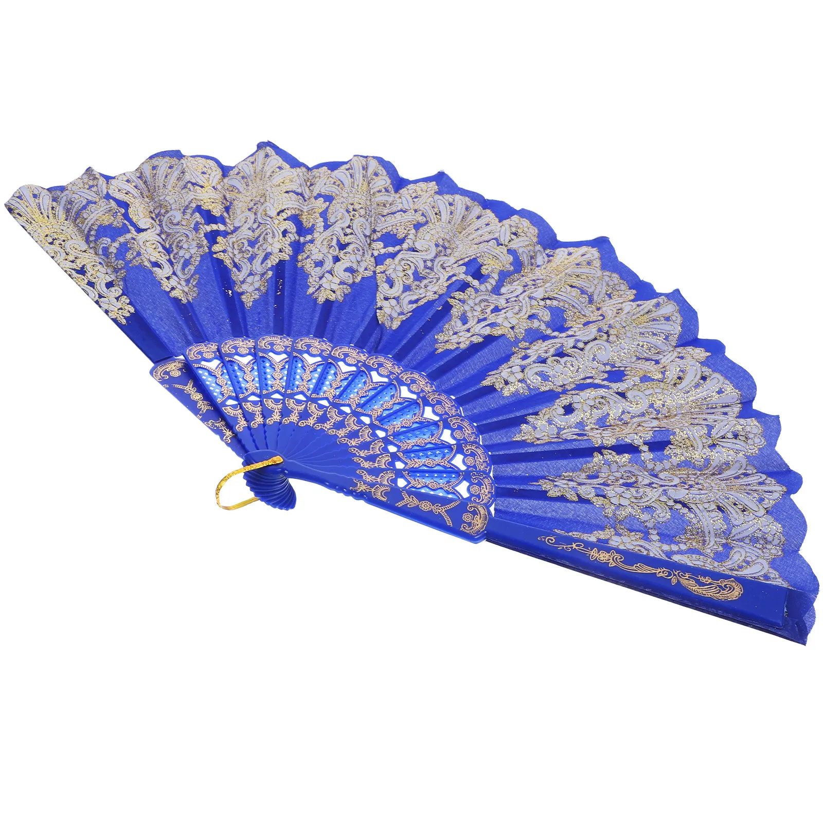 Large Folding Hand Fan Traditional Chinese Style Delicate Elegant Printed Pattern Plastic Fan for Festival Performance Party
