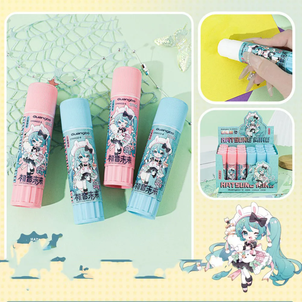 New model Hatsune Miku Cute Solid Glue Office Handmade Safe High Sticky Portable White Glue Stick