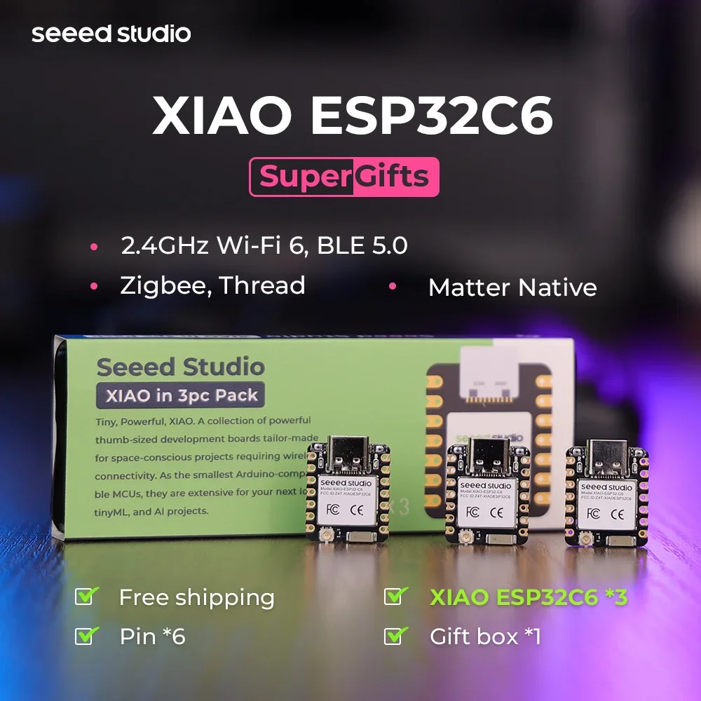 ESP32C6 mini development board XIAO esp32 c6-2.4 GHz WiFi6,BlE5.3,Zigbee Thread (802.15.4)ESP Rain Maker,AWS IoT,Microsoft Azure