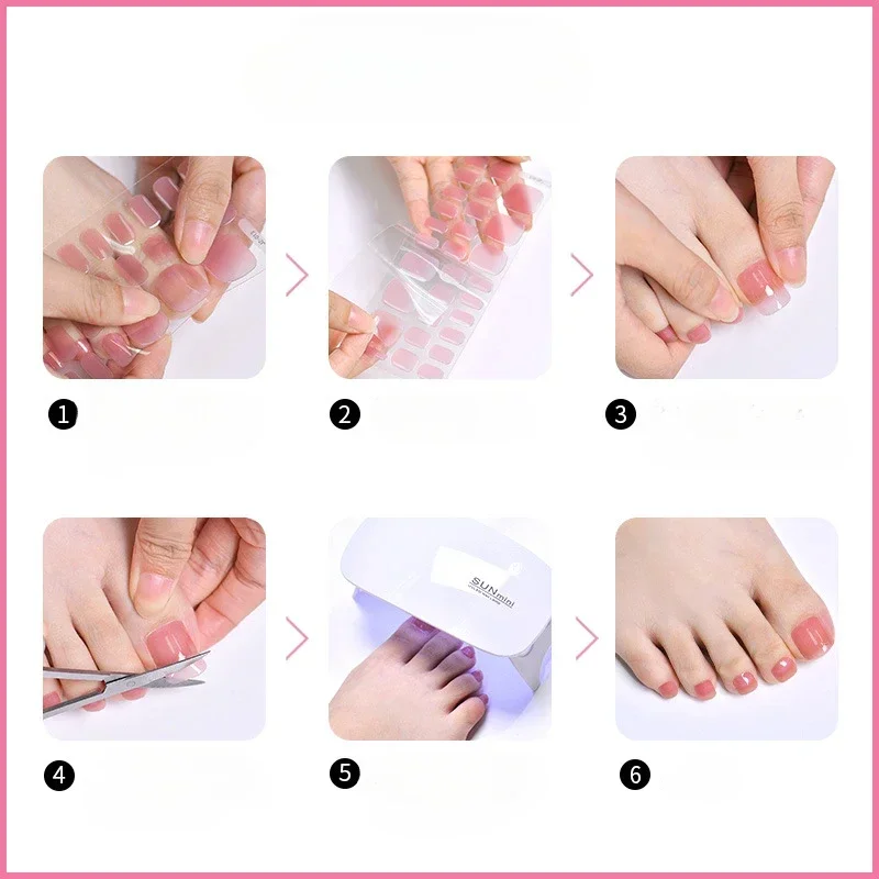 Autocollant pour ongles en gel semi-durcissant, enveloppes d'art de pied, lampe LED UV, French Parker, blanc, entièrement coréen, besoin