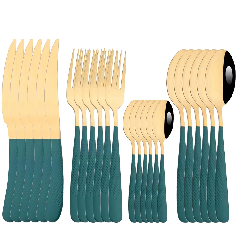 

24Pcs Dinnerware Sets Stainless Steel Flatware Set Steak Knife Fork Teaspoon Tableware Cutlery Set Food Silverware