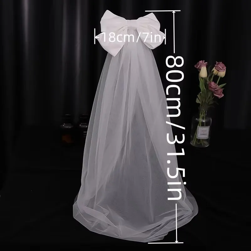 Bride Bridesmaid White Wedding Veils With Big Bow，Bachelor's Party Achelorette Hen Party Bridal Shower Wedding Decorations Gifts image 5