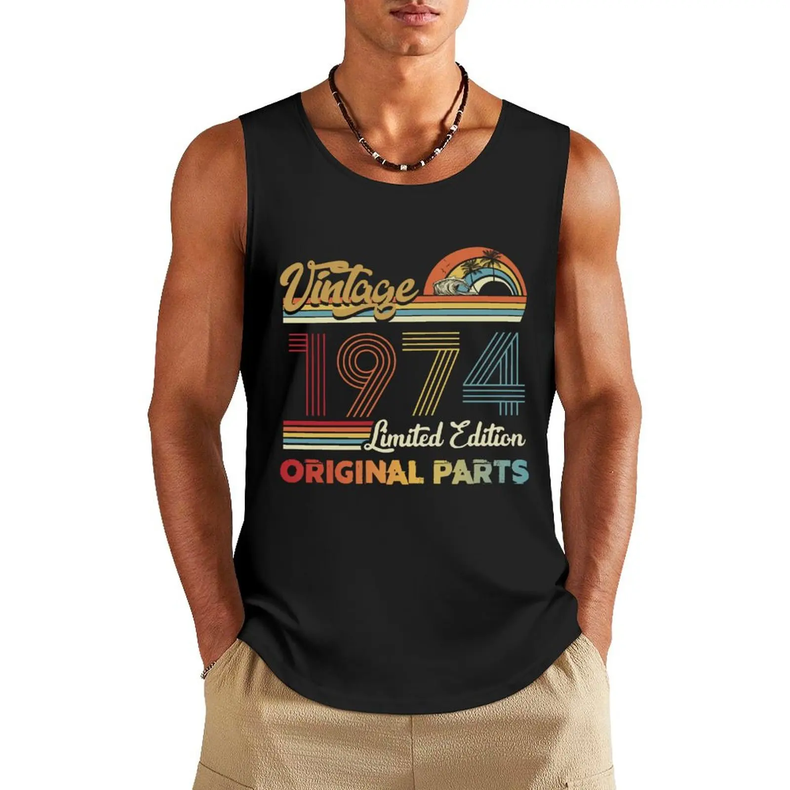 

Vintage 1974 Limited Edition Original Parts Tank Top best selling products Gym man sleeveless Men's sleeveless t-shirt