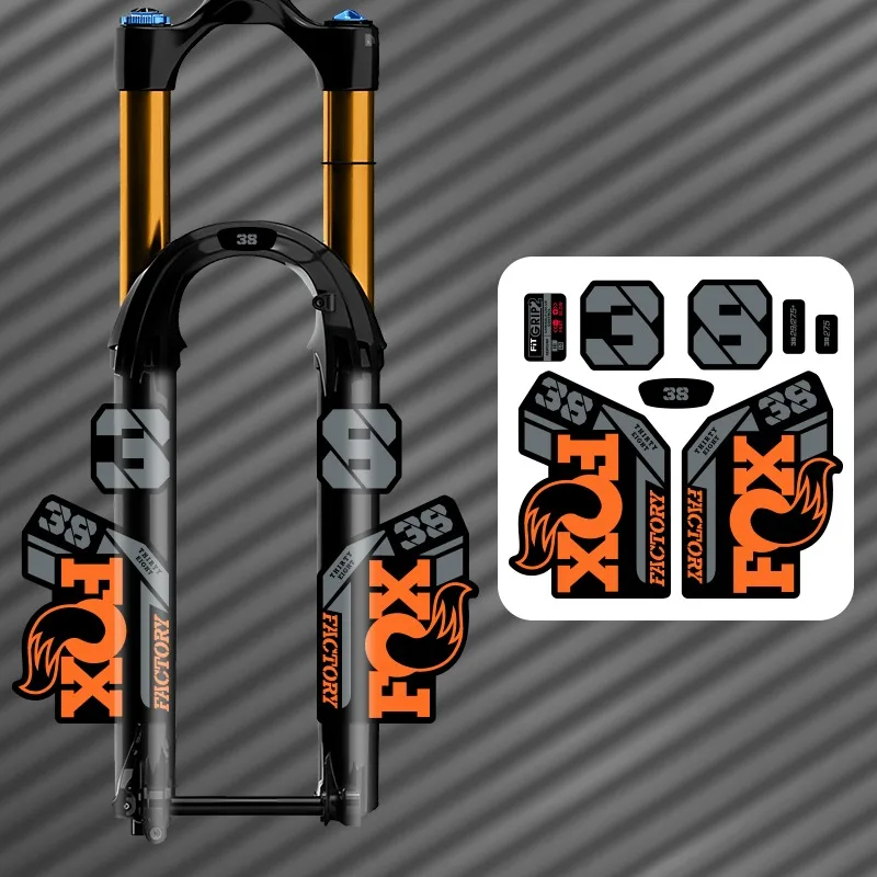 1 Set F38 Mountainbike-Vorderradgabel-Aufkleber, 2 Stück Kreuzgabel-Aufkleber + 6 Stück kleine Aufkleber-Set