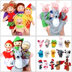 Conjunto de fantoches de dedo para bebês, animais, pato, boneca de pelúcia, mão, desenho animado, família, pano, teatro, brinquedos educativos para crianças, presentes