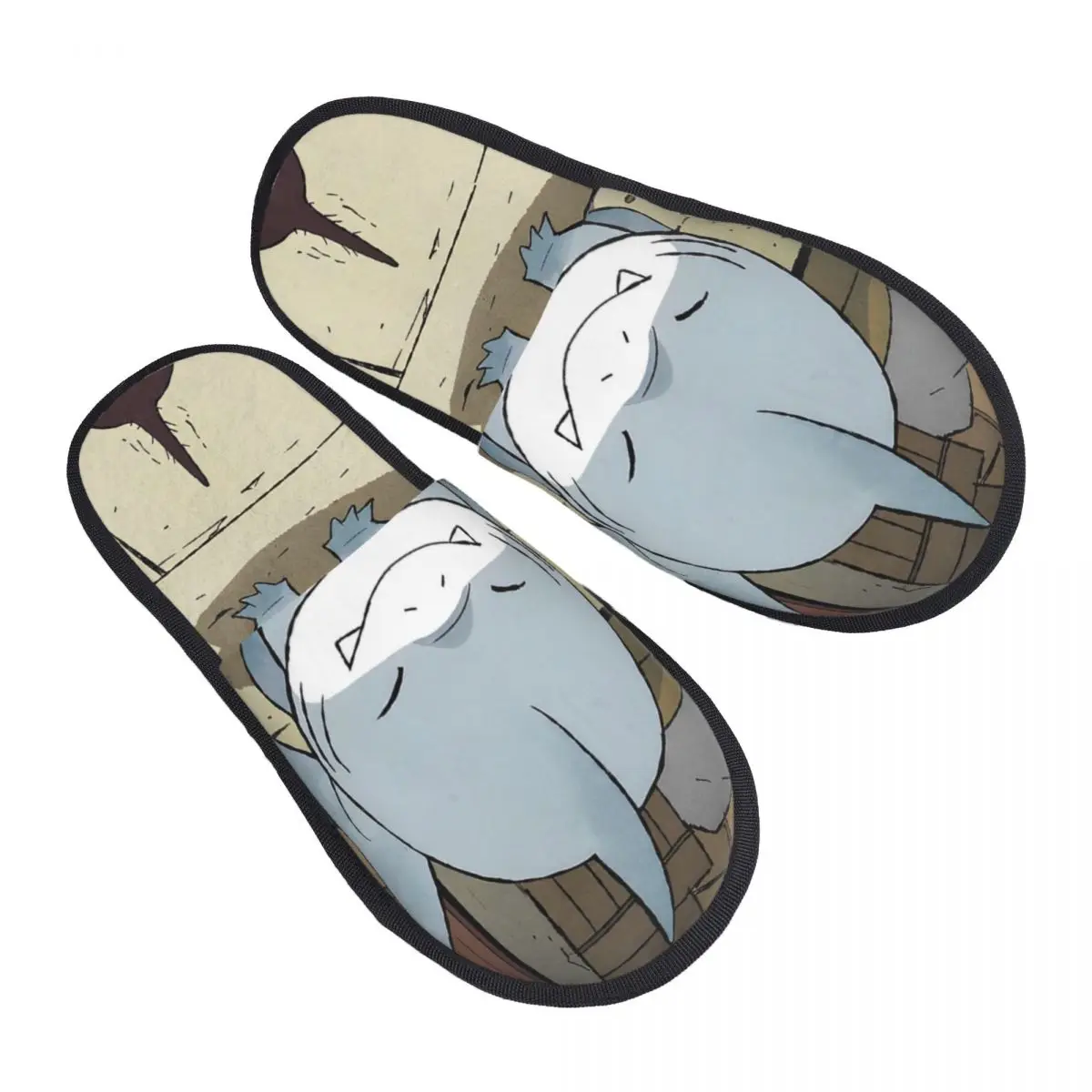 Winter Home Cotton Slippers Cute Jeff The Landshark Merch Household Fur Slippers Slides Living Room Cozy Non-skid Slides