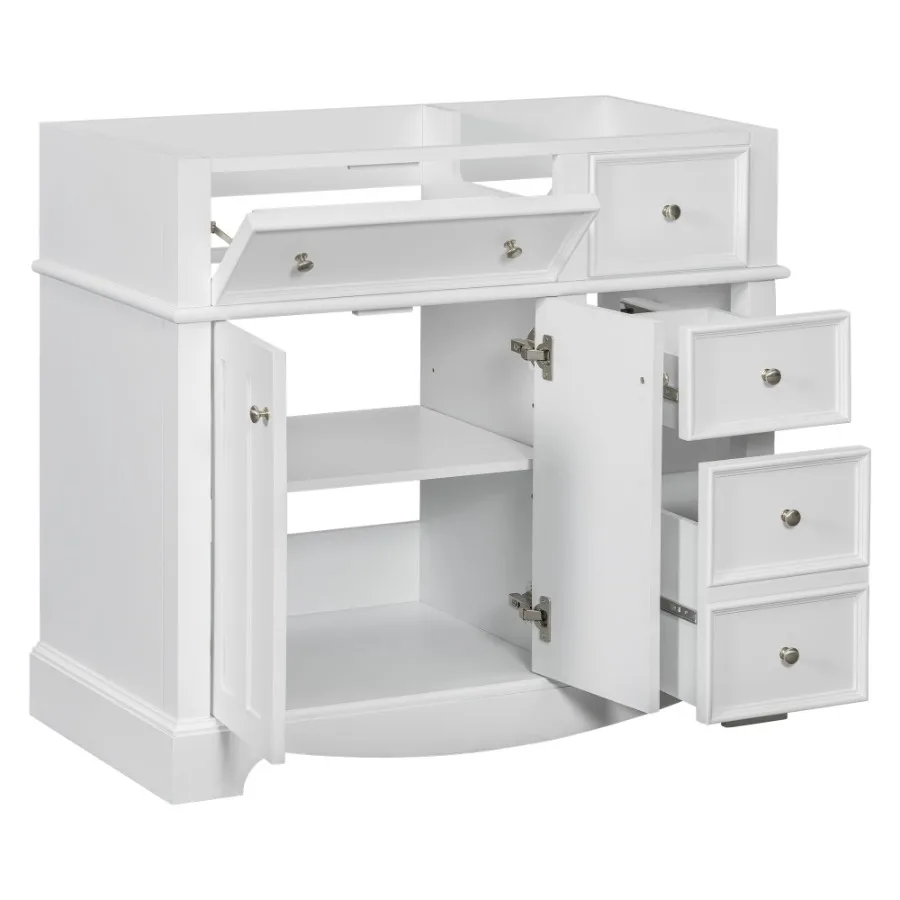 

36'' Bathroom Vanity without Basin Sink Solid Wood Frame Bathroom Storage Cabinet Freestanding Vanity with 3 Drawers Adjustable