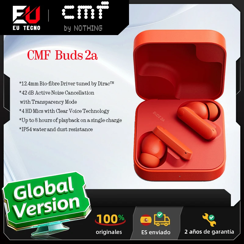 Cmf By Nothing Cmf Buds 2A Versión Global Auriculares Inalámbricos, Bluetooth 5.4, 42 Db Anc, Hasta 8 Horas De Reproducción, Driver De Biofibra 12,4 Mm, Ip54 - Imagen 4