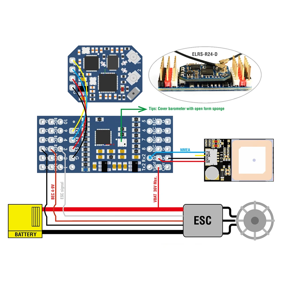 MATEKSYS CRSF-PWM-V10 konwerter CRSF-PWM z wariometrem 10CH PWM dla protokołu TBS CRSF 433MHz 915MHz 2.4GHz odbiornik