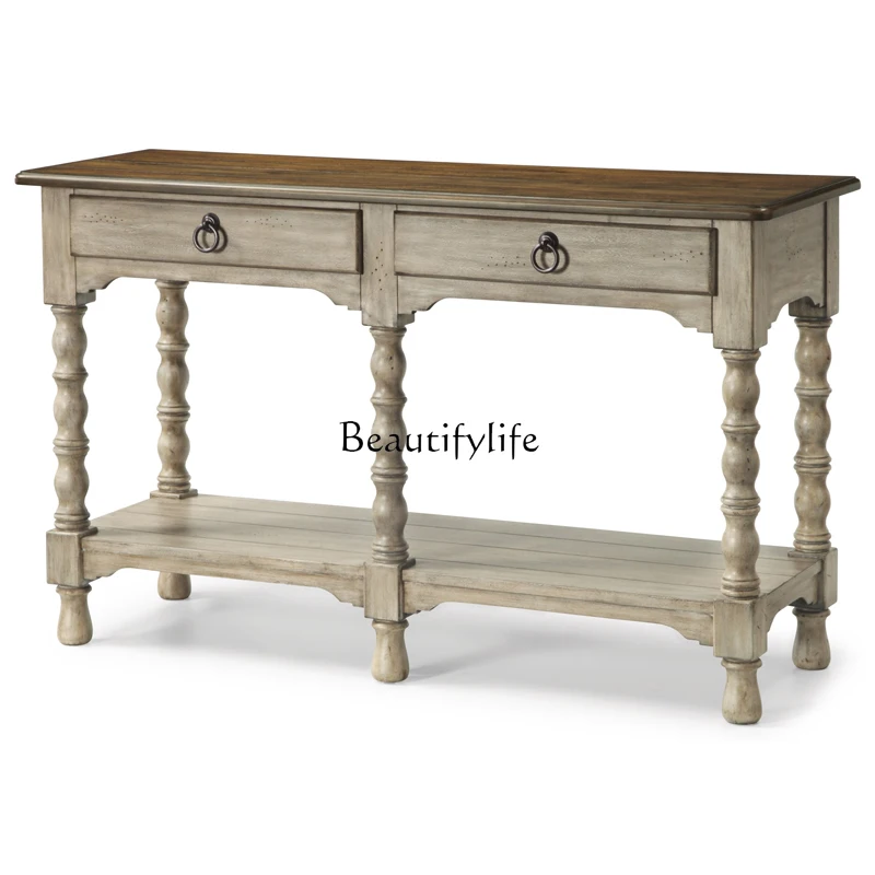 

Retro American solid wood entrance table Home partition Simple modern entrance cabinet Living room decoration table