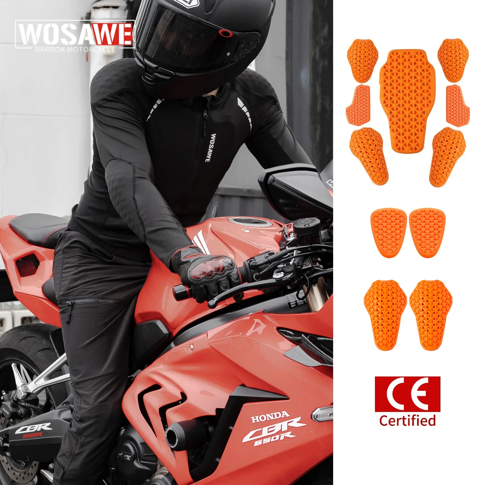 

WOSAWE Summer New Motorcycle Jacket Pants Men Black Moto Riding Jacket Coat CE Protective Gear Motorbike Clothing