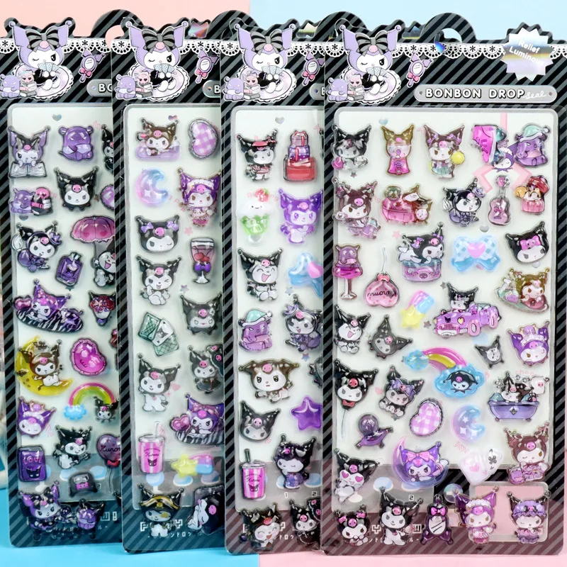 4PCS Anime Sanrio Kuromi Hellokitty Hangyodon Cinnamoroll 3Dtransparante Jelly Sticker Kristal Decoratieve Stickers Casesdiy Speelgoed