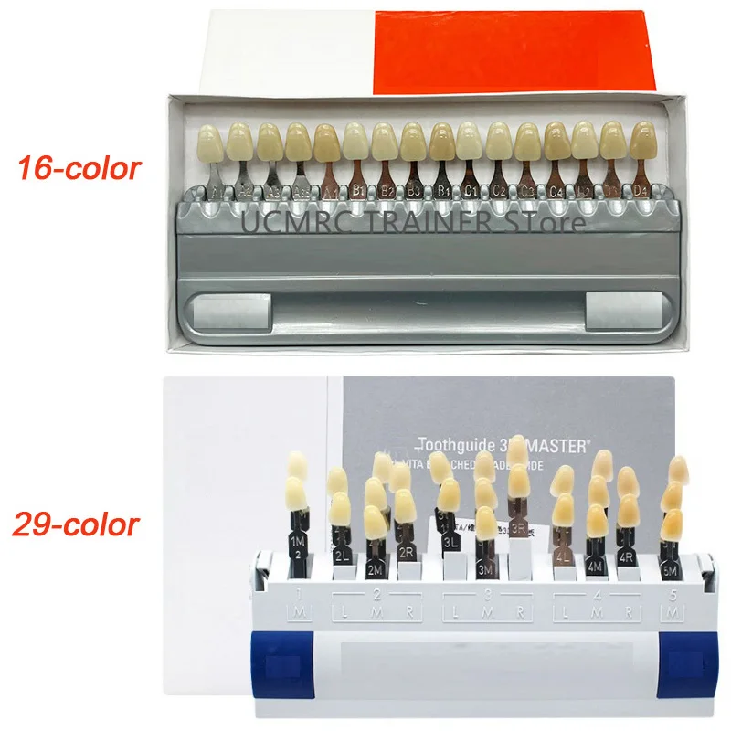 16/29Colors Dental Tooth Whitening Shade Guide Dental 29-color Shade Plate 3D Comparator White Bleaching Dental Plate