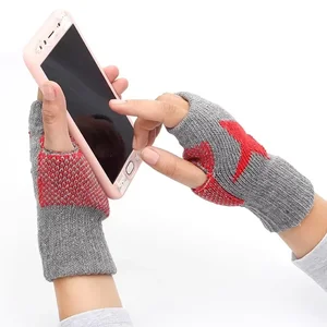 Herbst Winter Mesh Wolle Iny Mode Y2K Männer Frauen Schaden Sie Finger Fünf Sterne -Sterne ohne Finger unisex 6 Hauptverkaufshandschuhstar - №1