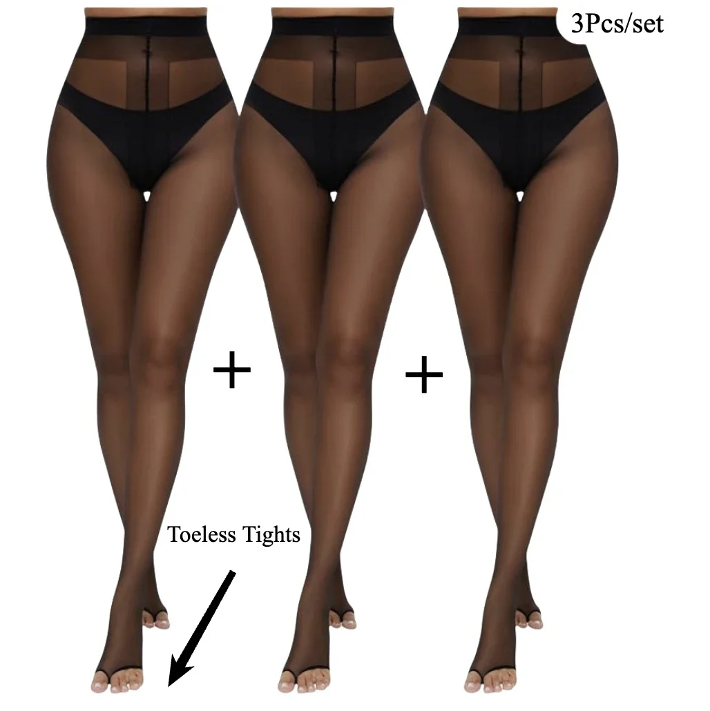 shengrenmei 3Pcs/set Toeless Pantyhose Women's T Closed Crotch Tights Sexy sheer Thigh High Bodystockings medias calcetines
