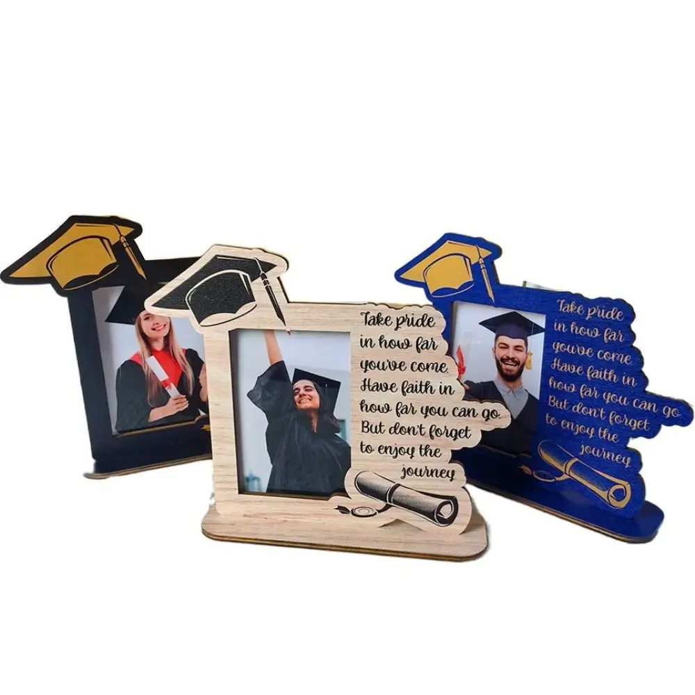 

New Wooden Graduation Photo Frame DIY Three-dimensional Graduation Picture Holder Portable Standing Photo Frame Party