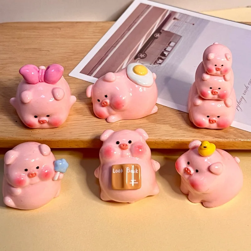 6Pcs Cute Pink Pig Car Dashboard Ornaments, Car Interior Decorations for Dash, Door & Rearview Mirror, Auto Home Decor