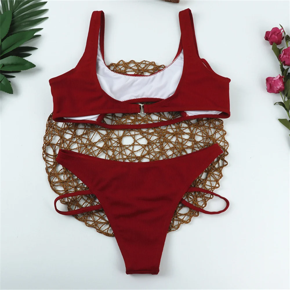 مثير سلسلة بيكيني الجوف خارج Tankini مايكرو ملابس السباحة عطلة ملابس الشاطئ المايوه التضليع طنجة المرأة 2 قطعة مجموعة الزي