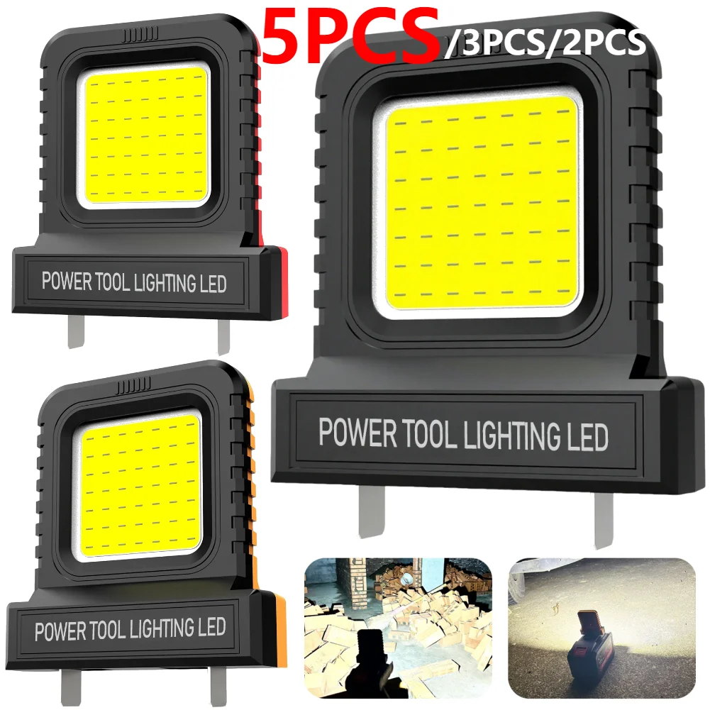 

5-1PCS 14W LED Work Light for Makita for Milwaukee for Dewalt for Bosch for Dayi Lomvum Zhipu 20V-21V Li-ion Battery Accessories
