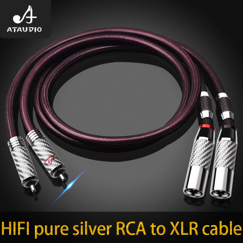 كابل ATAUDIO HiFi RCA إلى XLR عالي الجودة من الفضة النقية 2RCA ذكر إلى 2XLR كابل صوت ذكر للخلاطات ومكبرات الصوت DVD #2