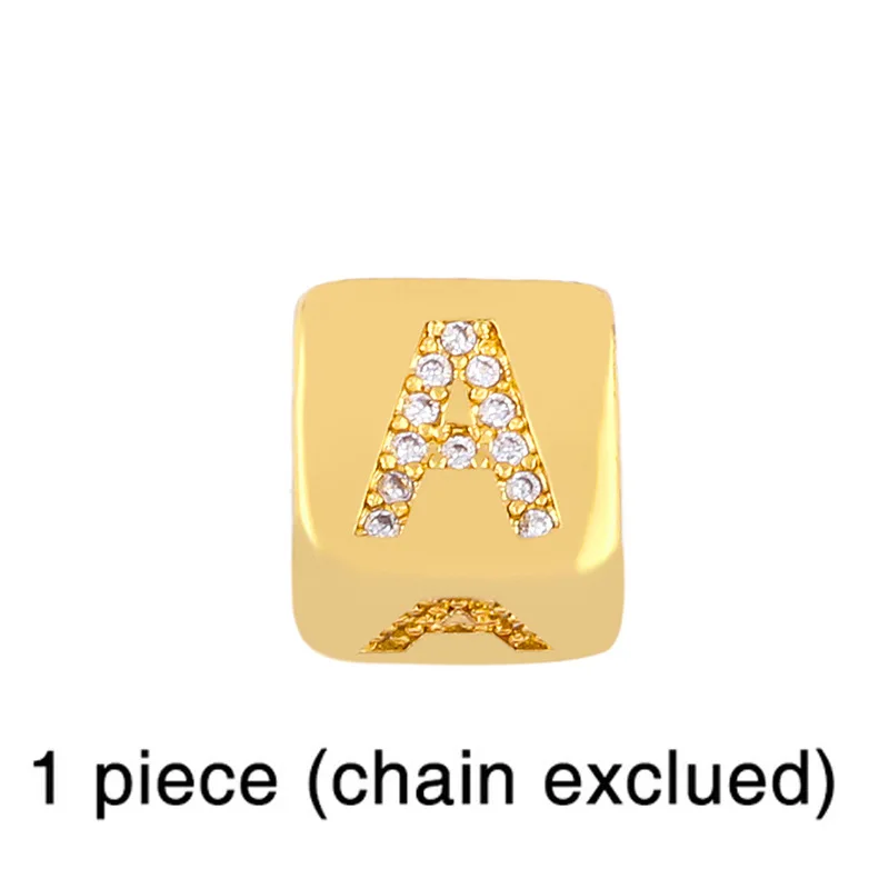 Customized Letter Bracelet Cuff Alphabet Bracelets Gold Plated Cuff Initial Beads Zirconia Open Bangle Girls Birthday's Gifts