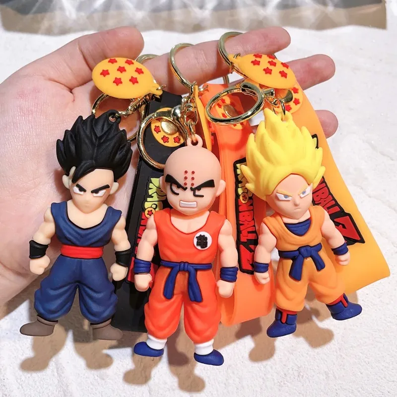Anime Dragon Ball Keychain Fashion Jewelry Son Goku Vegeta Piccolo Action Figures 8CM PVC Key Ring for Men Women Bag Pendant view 3