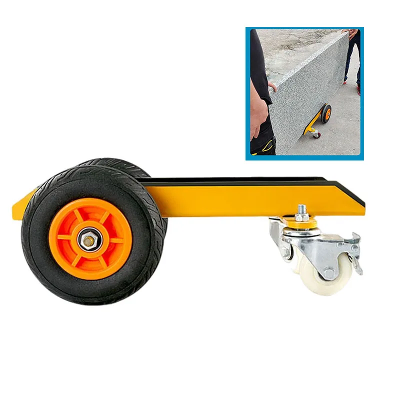 Universal wheel trolley tools Heavy duty channel steel solid rubber marble material handling push plate cart four wheel loading