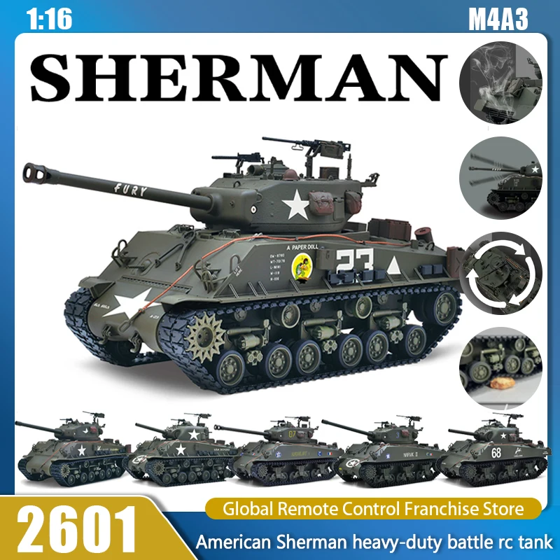 シャーマンM4A3 RC戦車 1:16 2601レイジタンク 煙発生機能付き 360度