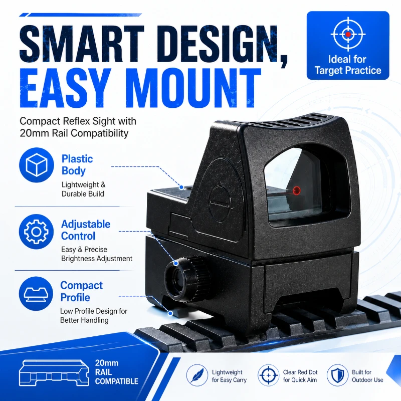 For Target Shooting Practice 20mm Adjustable Rail Mount Kit 2026 Reflex Sight Sunshade Hood Attached Shockproof Optics