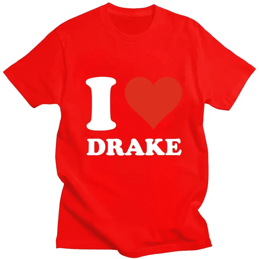 I Love Drake Graphics Bawełniane koszulki z nadrukiem Mężczyźni Kobiety Hip Hop Koszulka z krótkim rękawem Oversized Harajuku Unisex Tees Tops Odzież