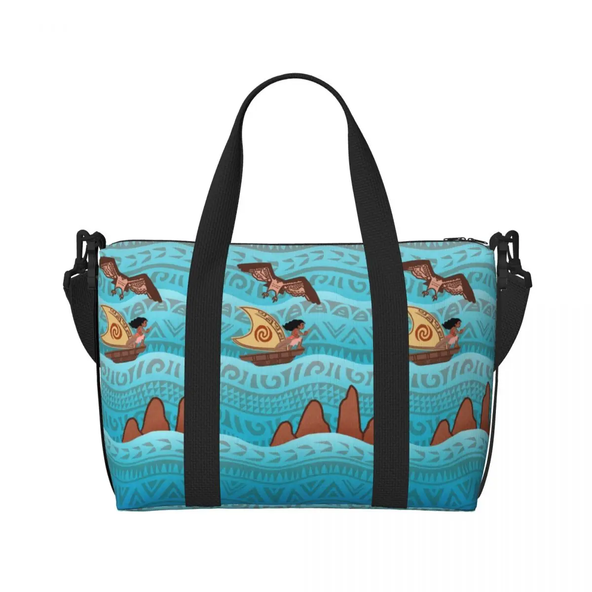 Custom Moana Boat Grocery Tote Shopping Bag Women Large Capacity Gym Beach Travel Bags