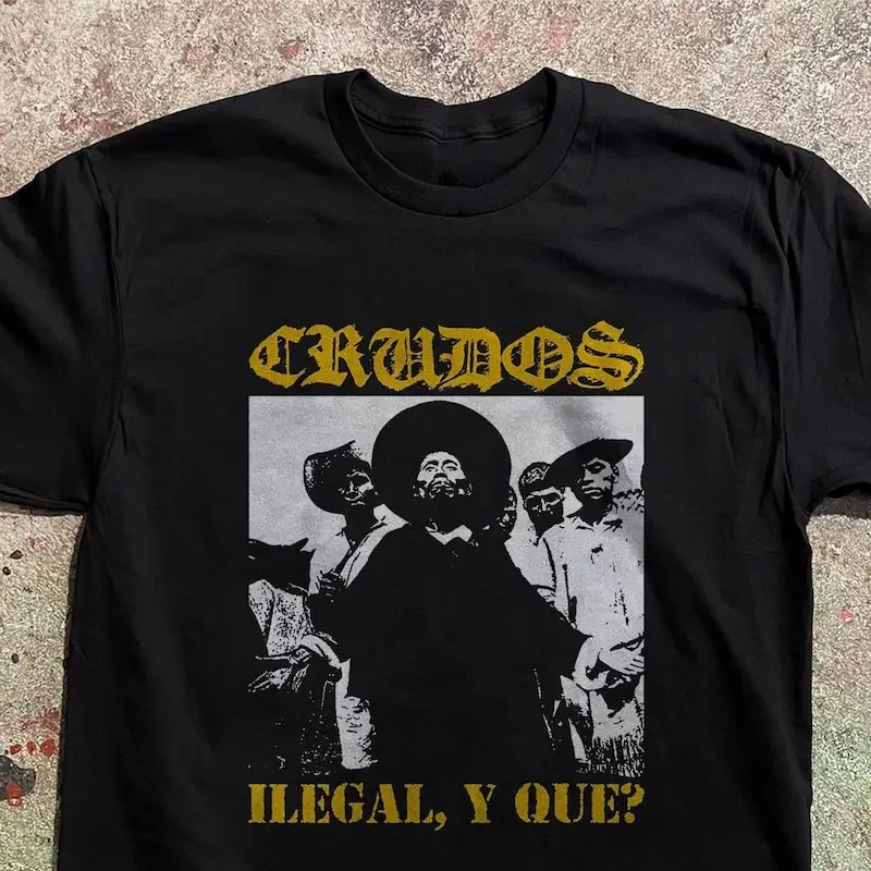 Los Crudos Band T-Shirt Illegal and Hardcore Punk Tee Queercore