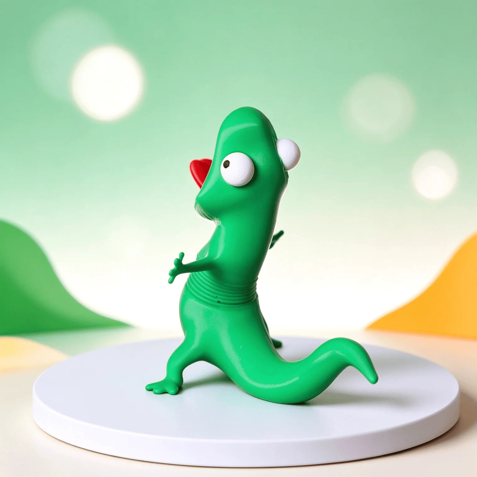 Flexible Waist Green Lizard Fidget Toy, Cute Collectible Tabletop Ornament