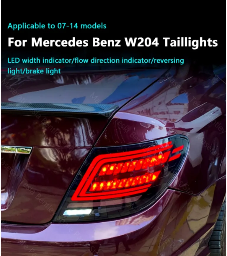 Auto-achterlichten voor Mercedes 07-14 C-klasse W204 achterlichten montage gemodificeerde LED-looplichten