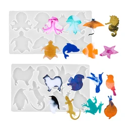 Marine Terrestrial Animals Silicone Keychain Mold DIY Amphibians Pendant Necklace Jewelry Craft Making Epoxy Resin Mould
