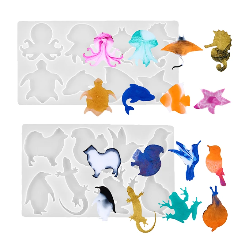 Marine Terrestrial Animals Silicone Keychain Mold DIY Amphibians Pendant Necklace Jewelry Craft Making Epoxy Resin Mould