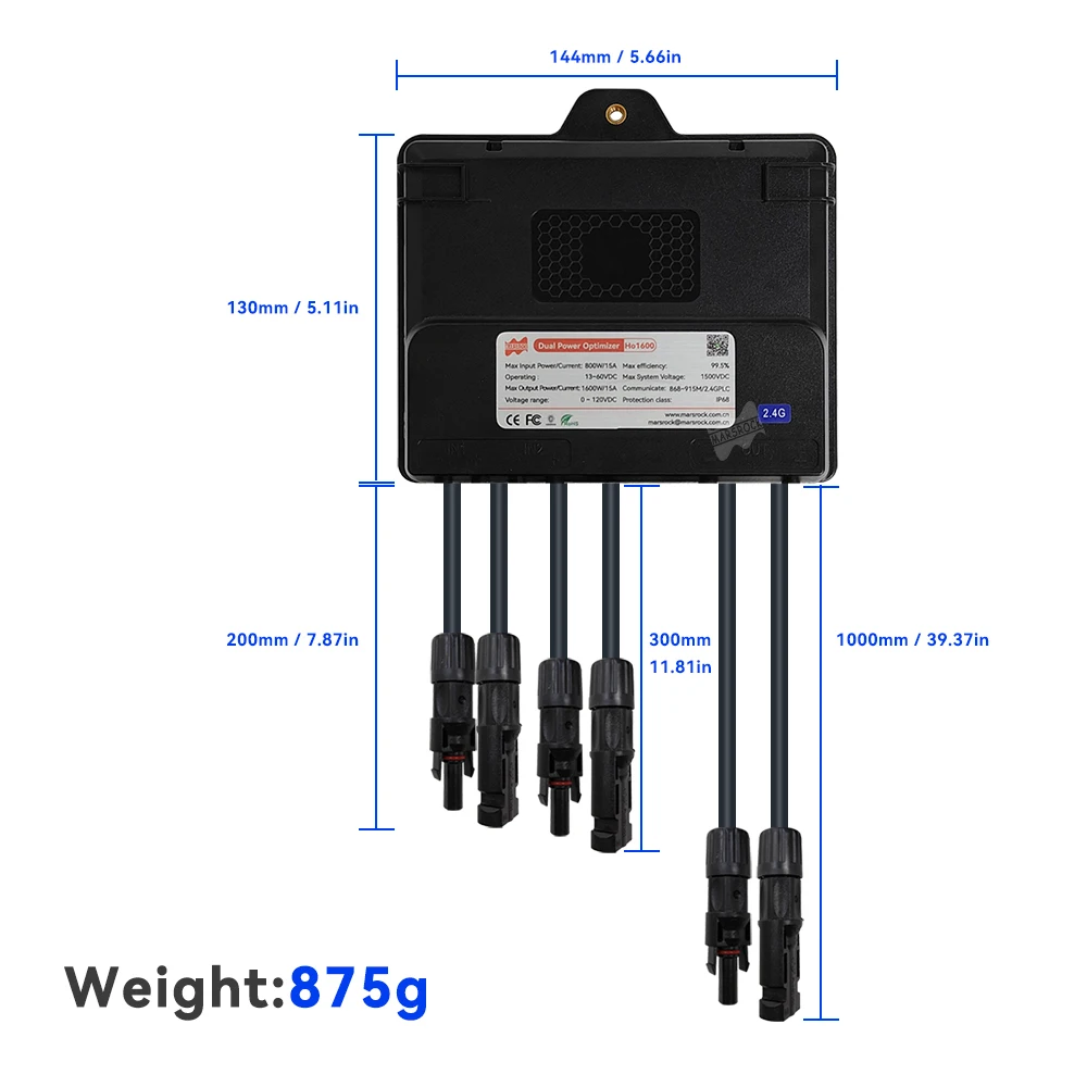 1600W 60VDC Solar Power Optimizer Real-Time Module Level MPPT Accurately Optimize System Increase Efficiency Overall Safety