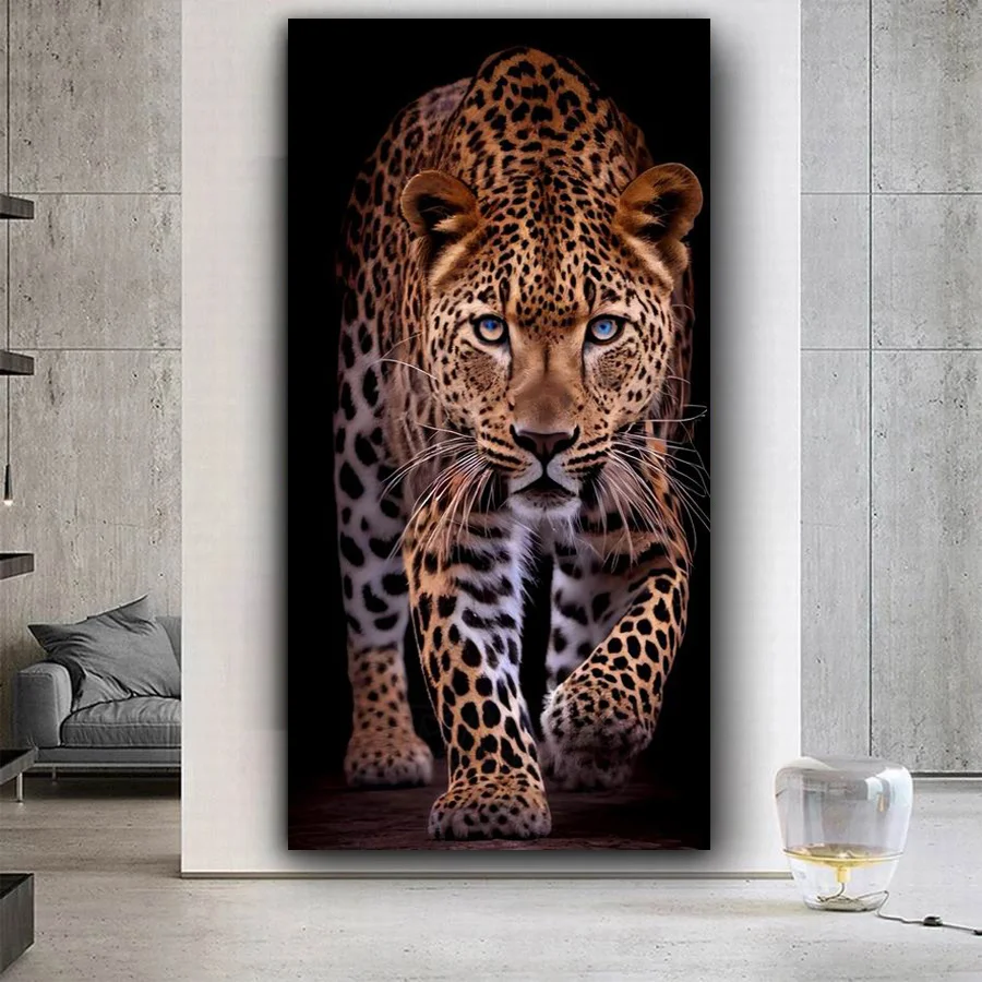 Fullcang Large Size Diamond Painting New Arrival Spotted Leopard Diy Full Mosaic Embroidery Wild Animals Picture Wall Decor