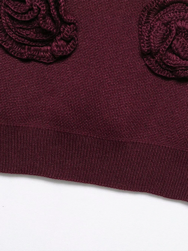 European and American style 2025 summer new women's clothing all-match blended rose applique knitted top mid-waist shorts