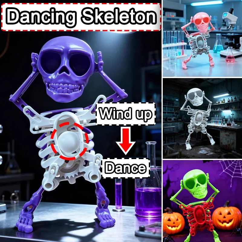 Estatua de esqueleto de cuerda de baile con sonido luminoso, juguete de calavera temblorosa, fiesta en casa de Halloween, Bar, decoraciones especiales, Festival, regalo divertido