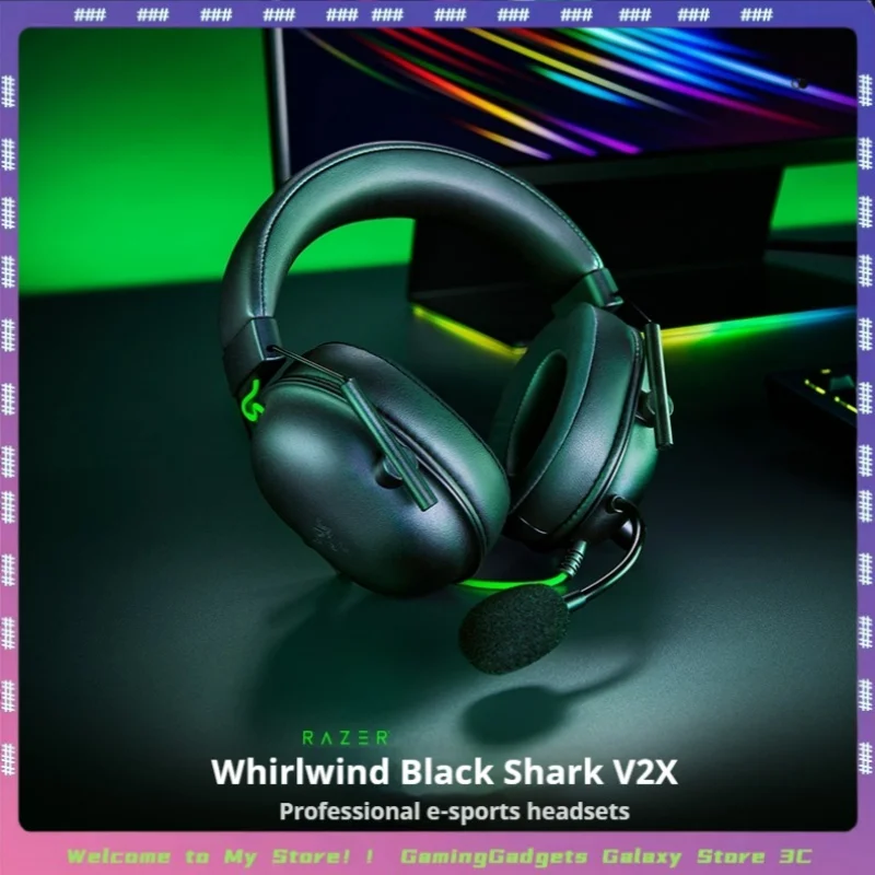 Razer Whirlwind Black Shark V2 X Earphones Head Mounted Esports Gaming Earphones Microphone 7.1 Surround Sound Csgo Valorant